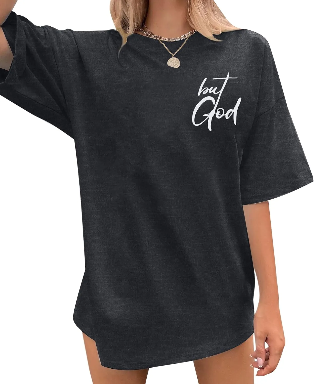 But God Shirt Women Oversized Christian Tshirt Faith Sayings Jesus Graphic Tee Religious Short Sleeve Tops