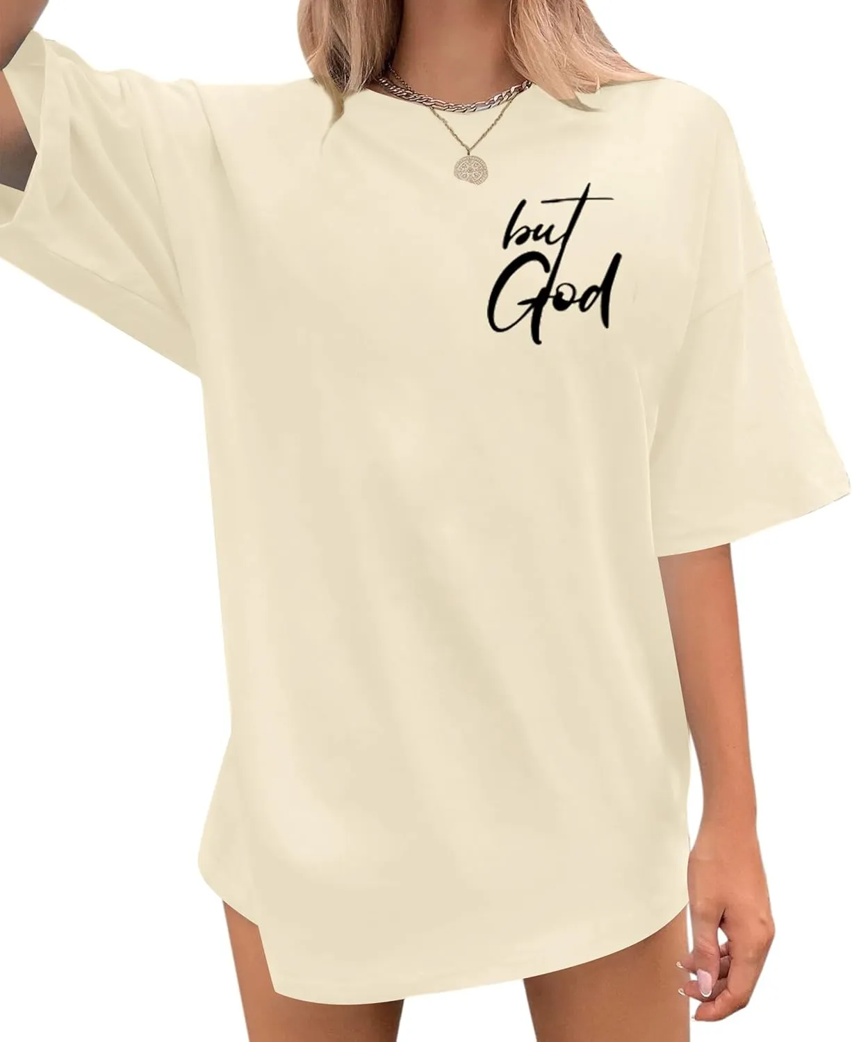 But God Shirt Women Oversized Christian Tshirt Faith Sayings Jesus Graphic Tee Religious Short Sleeve Tops