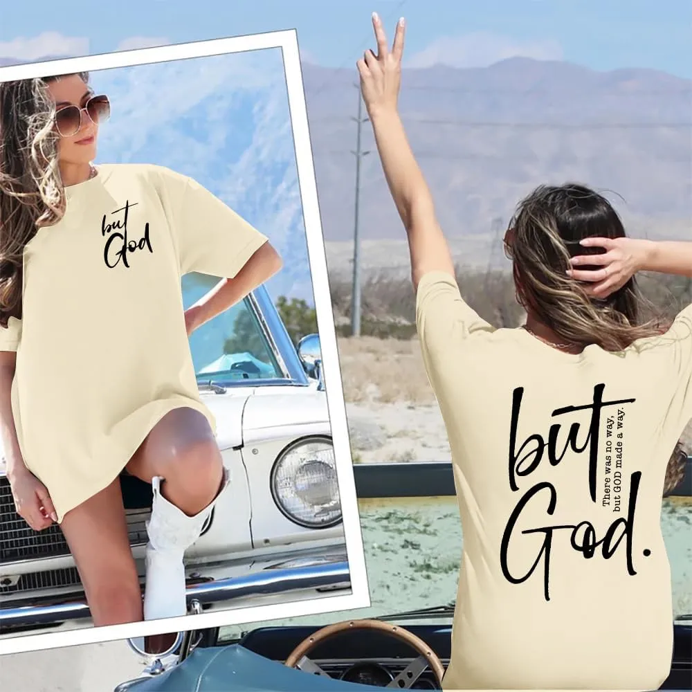 But God Shirt Women Oversized Christian Tshirt Faith Sayings Jesus Graphic Tee Religious Short Sleeve Tops