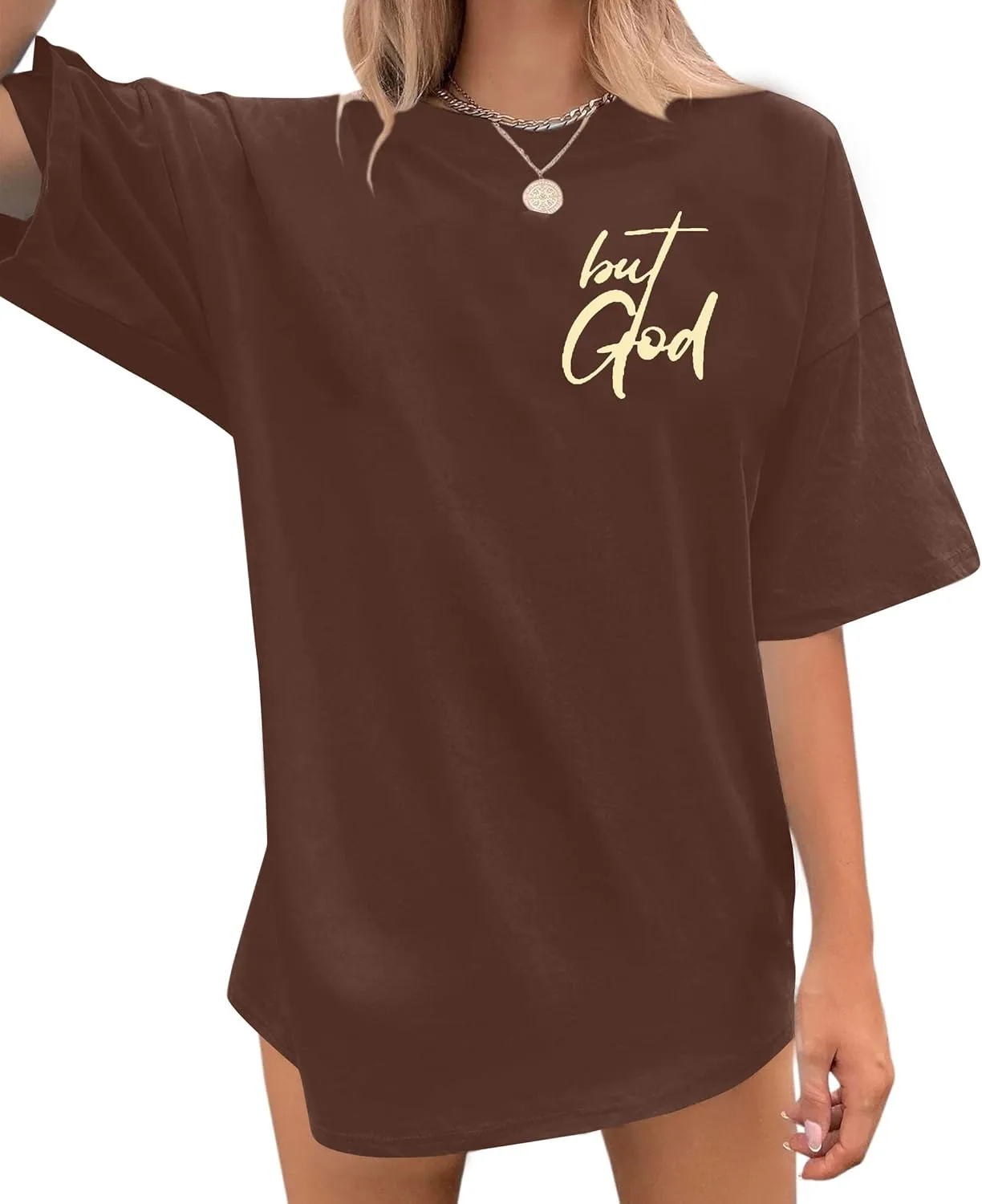 But God Shirt Women Oversized Christian Tshirt Faith Sayings Jesus Graphic Tee Religious Short Sleeve Tops