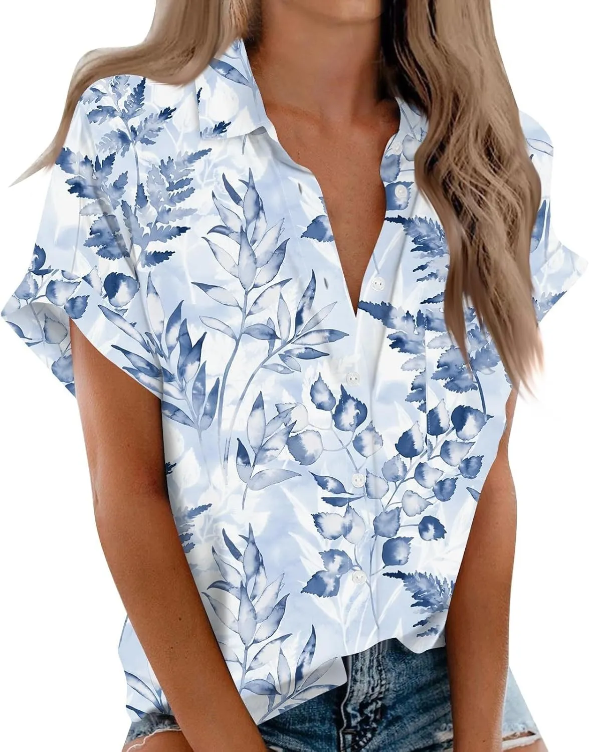 Button Down Shirts Linen Tops for Women Solid Color Shirt Long Sleeve Button Down Loose Fit Vacation Beach