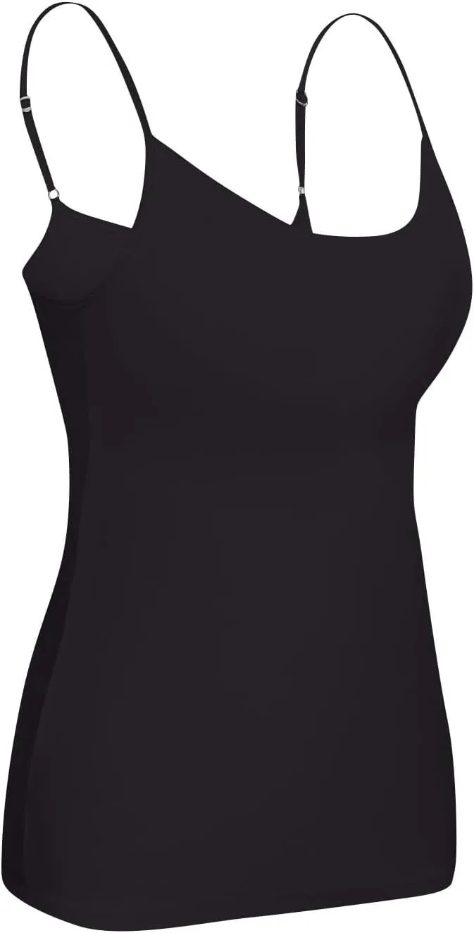 Camisole Tops for Women Built in Bra Plus Size Scoop Neck Cotton Spaghetti Strap Tank Top Casual Basic Cami Tank Tops