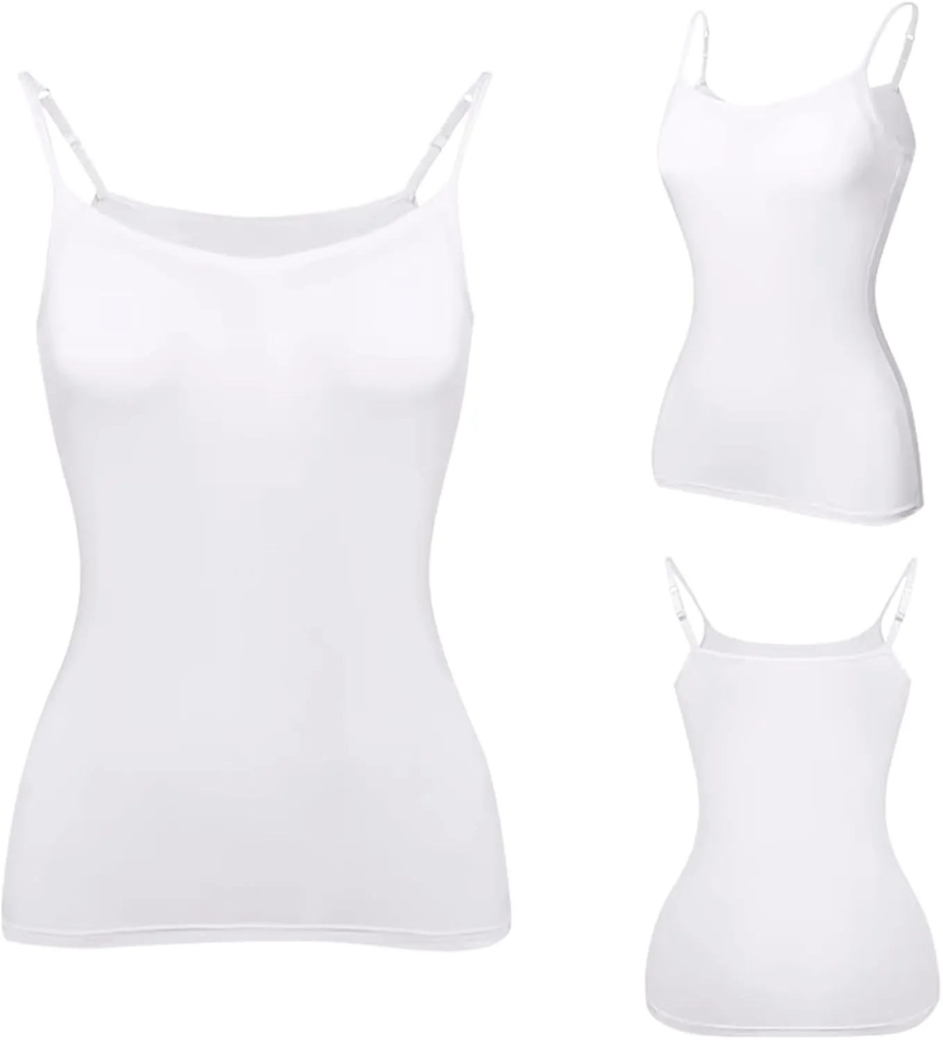 Camisole with Built in Bra for Women Plus Size Scoop Neck Cotton Spaghetti Strap Tank Top Casual Basic Cami Tank Tops
