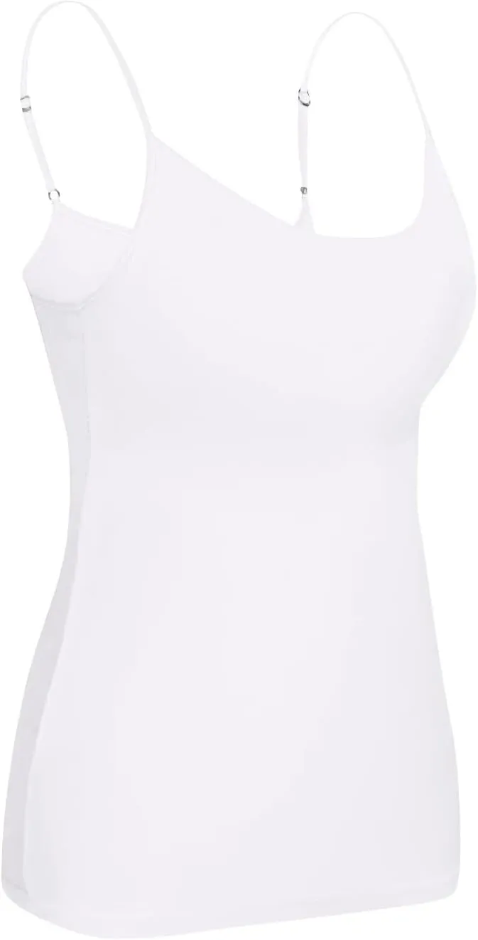 Camisole with Built in Bra for Women Plus Size Scoop Neck Cotton Spaghetti Strap Tank Top Casual Basic Cami Tank Tops