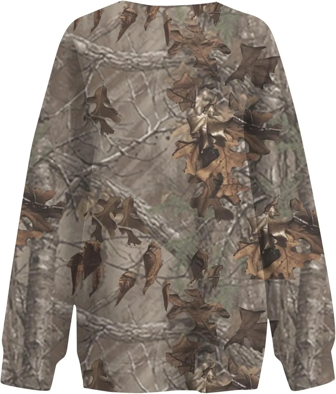 Camo Sweatshirt for Women Maple-Leaf Print Camo Crewneck Sweatshirts Long Sleeve Oversized Sweater Pullover Casual Tops