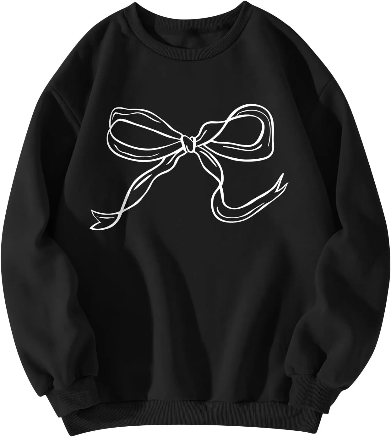 ChicCrate Oversized Crewneck Sweatshirt Women Cute Bow Graphic Sweatshirts Long Sleeve Pullover Bow Sweater Y2k Tops