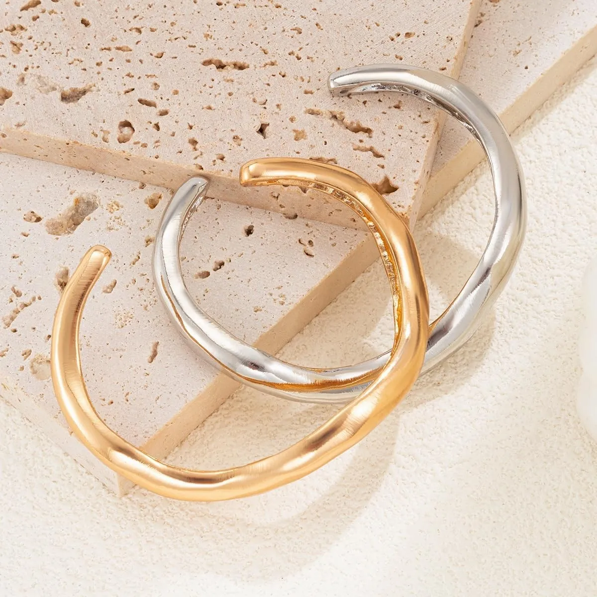 Chunky Bangle Bracelets Trendy Wide Chunky Cuff Bangles Bracelets Gold Stackable Bracelet Jewelry for Women