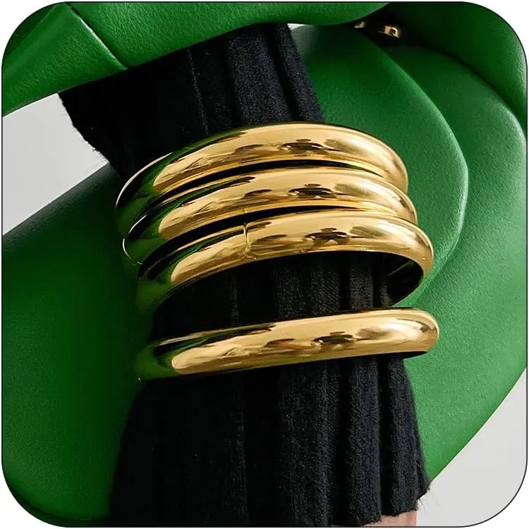 Chunky Gold Bangle Bracelets for Women Wide Chunky Cuff Bangles Bracelet Trendy Stackable Bracelets Gold Bangles Set Jewelry Jewelry for Women