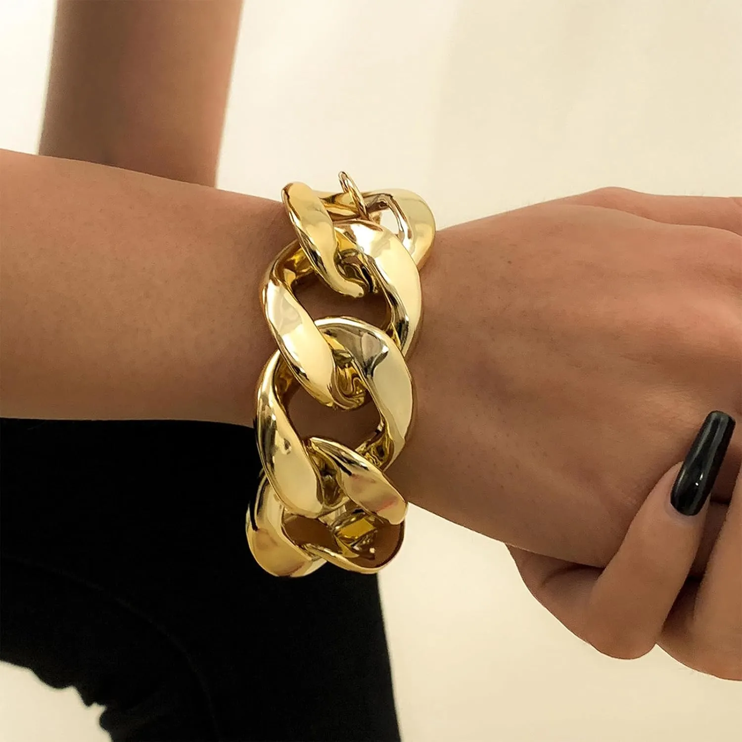 Chunky Gold Bracelet for Women Gold Bracelets Stack Chunky Cuban Link Chain for Women Dainty Boho Silver Paperclip Bracelet Chunky Jewelry Gifts Stocking Stuffers