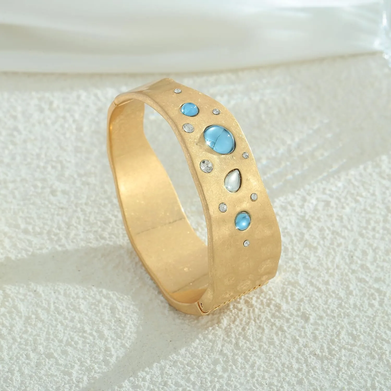 Chunky Gold Cuff Bracelets for Women Wide Gold Bangle Bracelet Hammered Open Wrist Cuff Bracelet Christmas Holiday Jewelry