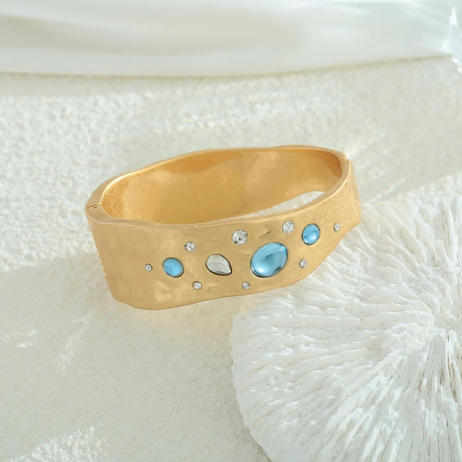 Chunky Gold Cuff Bracelets for Women Wide Gold Bangle Bracelet Hammered Open Wrist Cuff Bracelet Christmas Holiday Jewelry