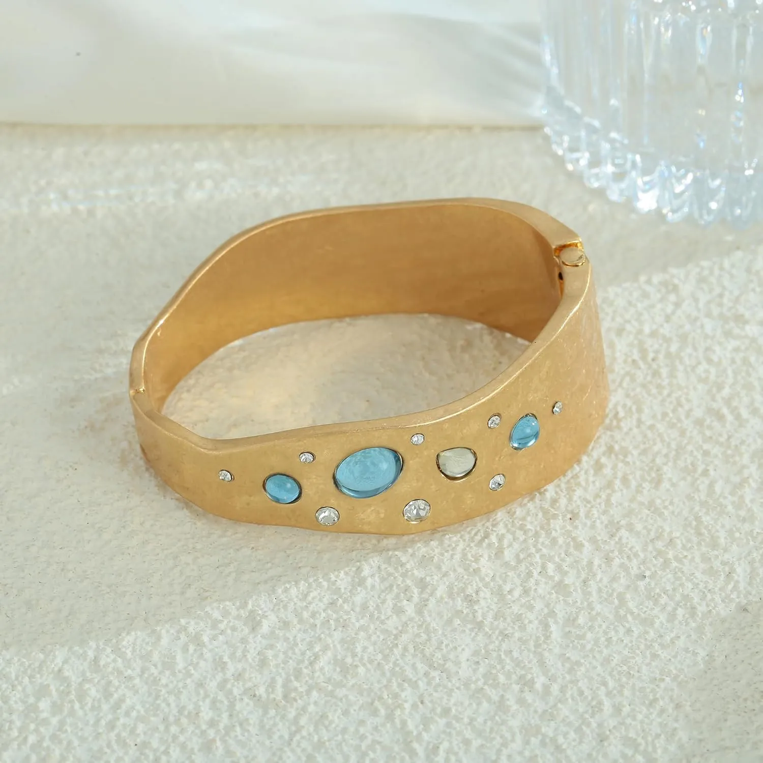 Chunky Gold Cuff Bracelets for Women Wide Gold Bangle Bracelet Hammered Open Wrist Cuff Bracelet Christmas Holiday Jewelry