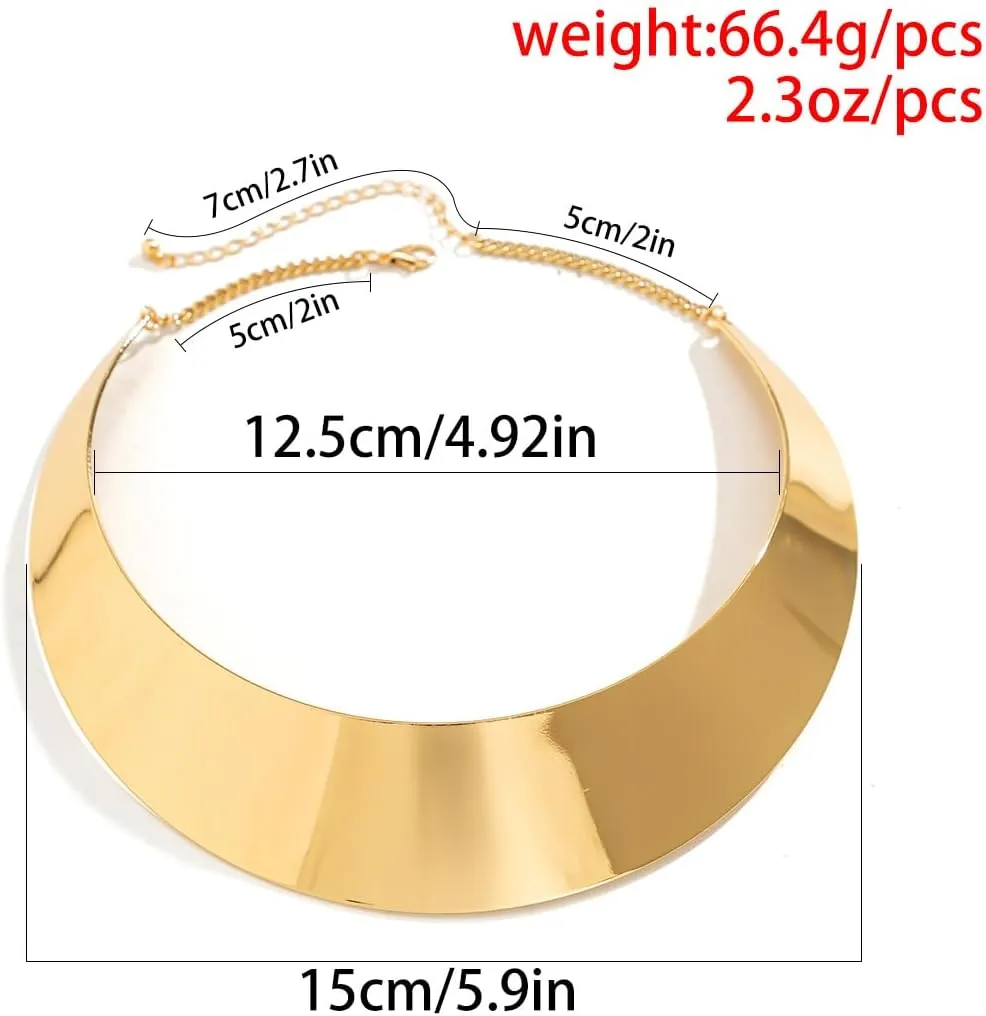 Chunky Gold Cuff Necklace for Women Gold Statement Choker for Women Gold/Silver African Tribe Wide Metal Choker Necklace Jewelry