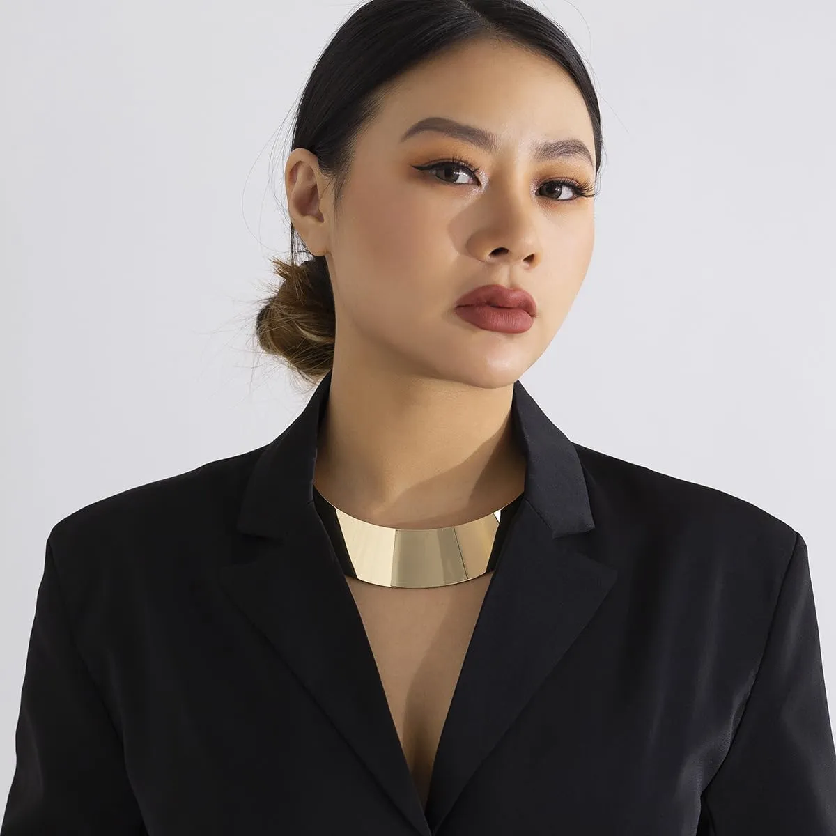 Chunky Gold Cuff Necklace for Women Gold Statement Choker for Women Gold/Silver African Tribe Wide Metal Choker Necklace Jewelry