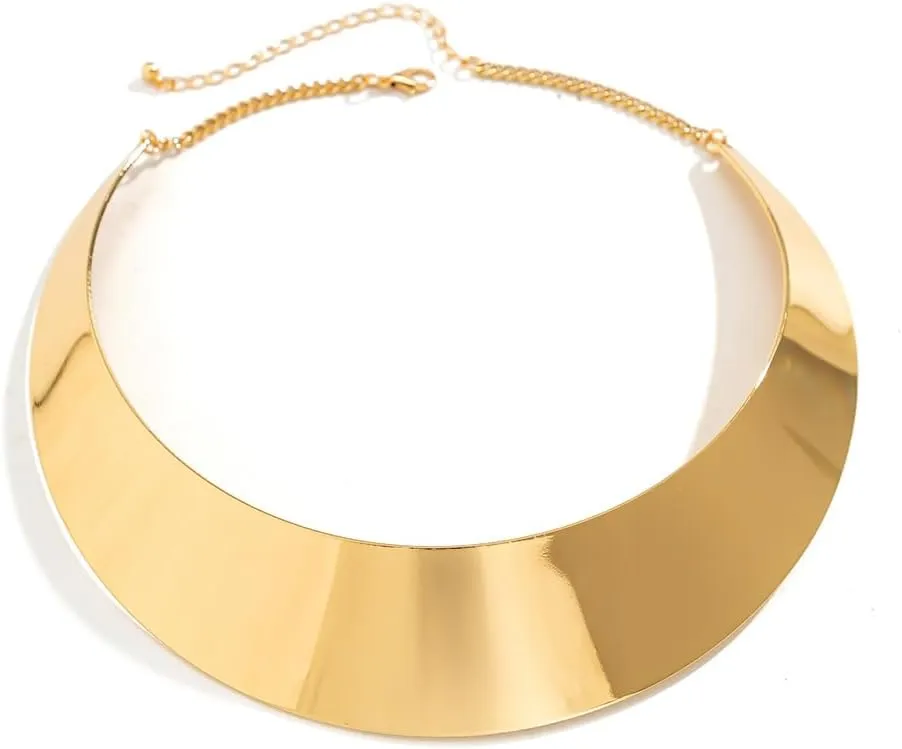 Chunky Gold Cuff Necklace for Women Gold Statement Choker for Women Gold/Silver African Tribe Wide Metal Choker Necklace Jewelry