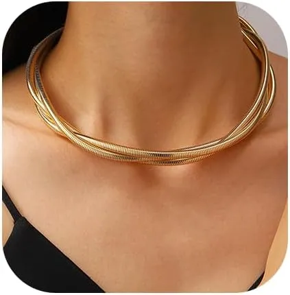 Chunky Necklace for Women Statement Necklace Thick Gold Silver Chain Choker Jewelry