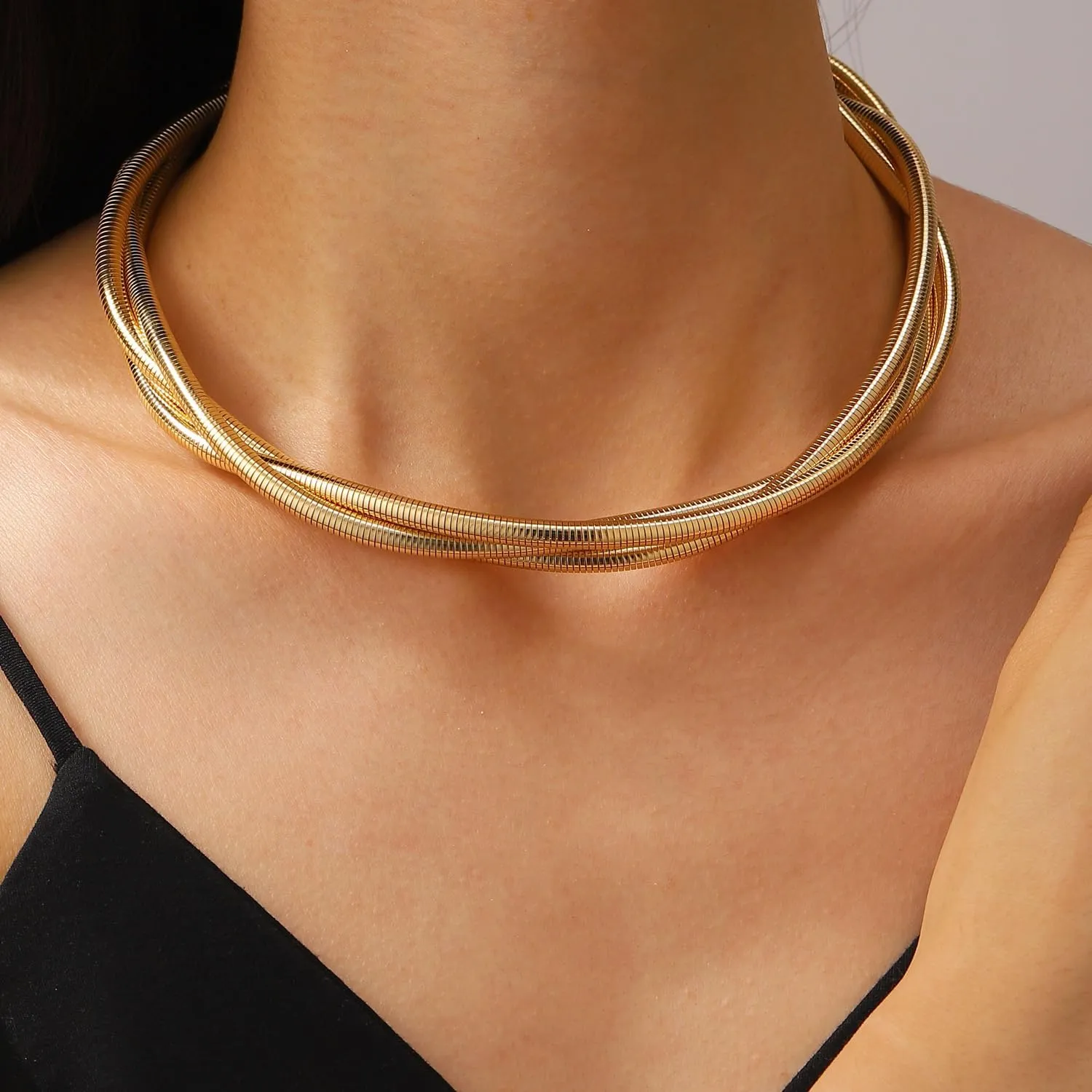 Chunky Necklace for Women Statement Necklace Thick Gold Silver Chain Choker Jewelry