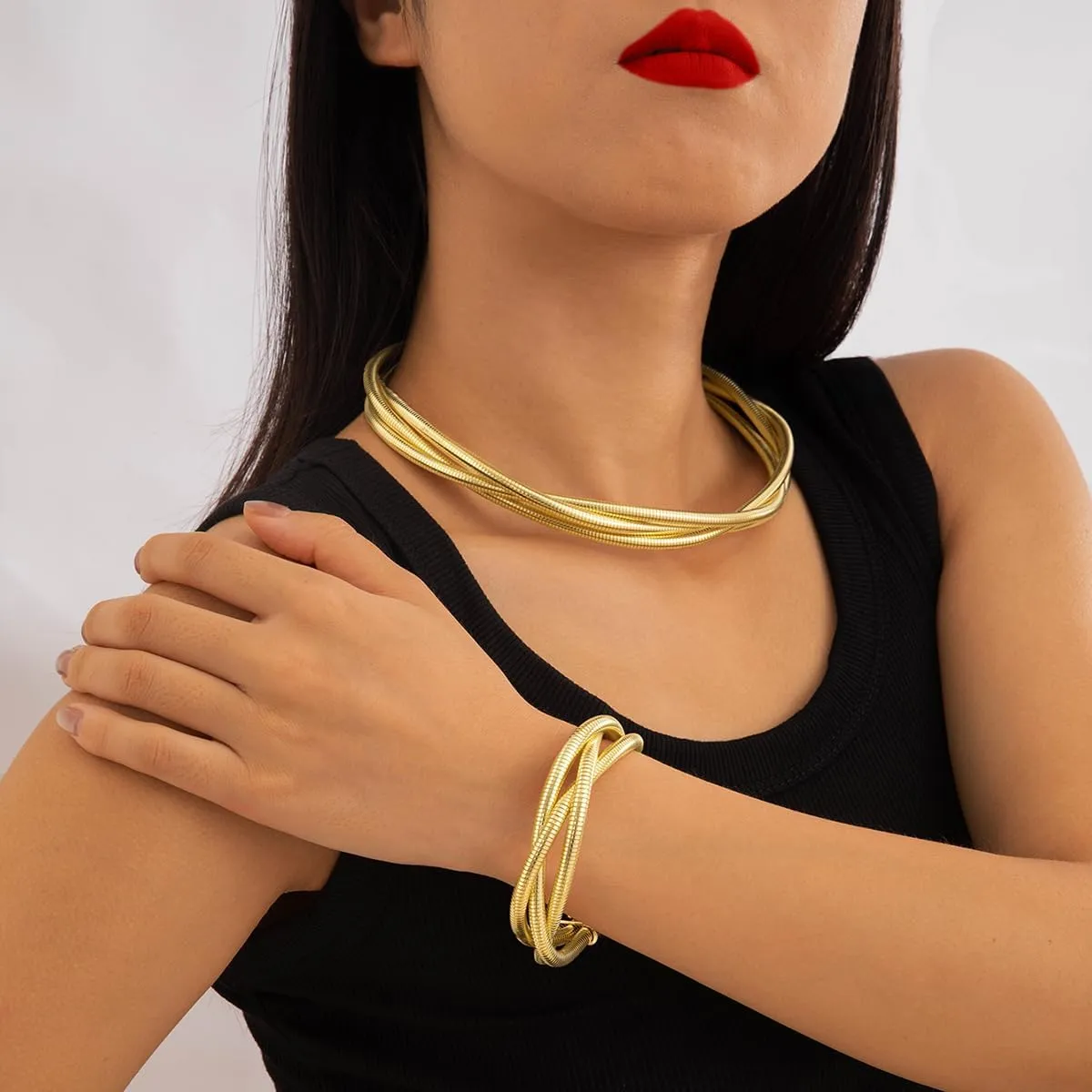 Chunky Necklace for Women Statement Necklace Thick Gold Silver Chain Choker Jewelry