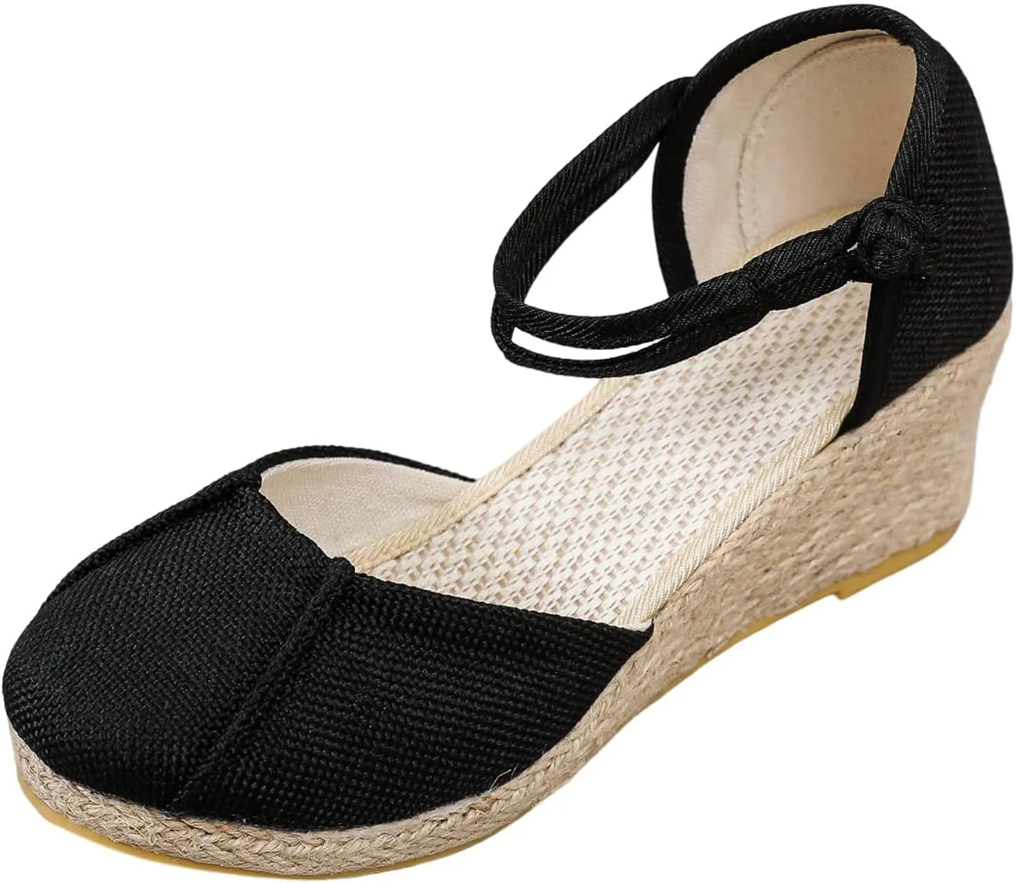 Closed Toe Ankle Strap Sandals for Women Espadrille Wedge Sandals Outdoor Walking Shoes Comfortable Footwear Breathable Beach Shoes Dressy Casual Wedges Womens Comfy Sandal Mid Heel Ankle Strappy
