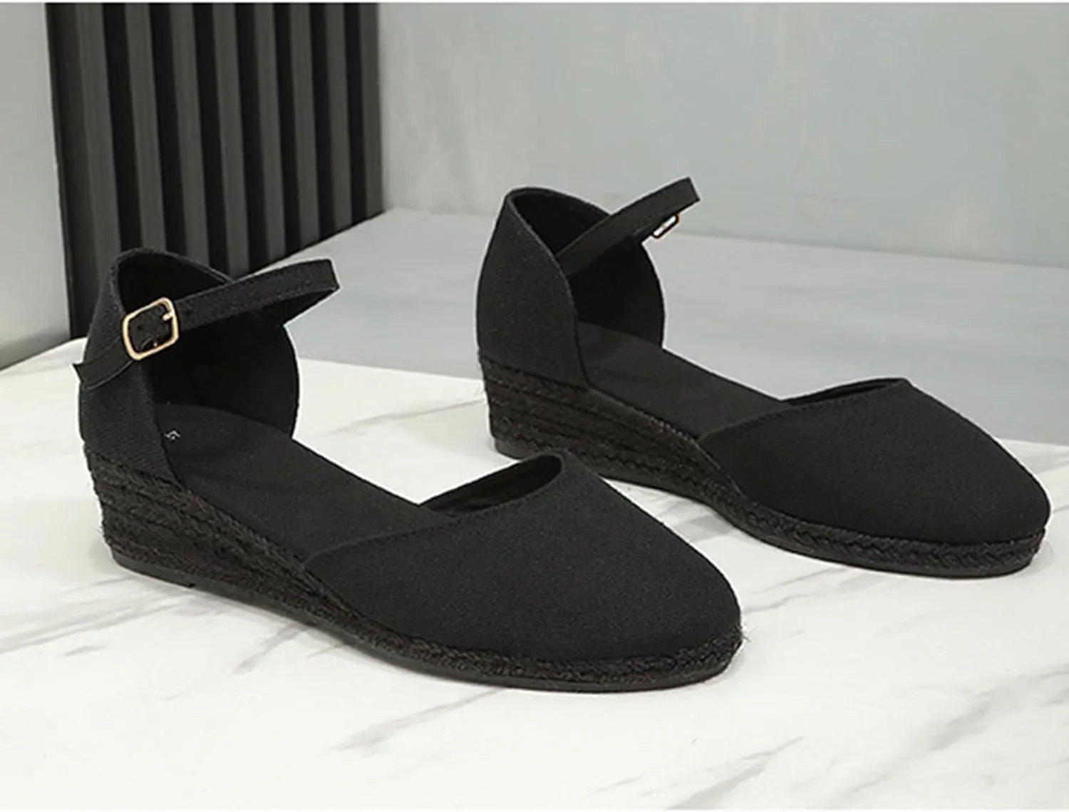 Closed Toe Espadrilles Wedges for Women Hoop and Loop Strap Dressy Summer Sandals 2025 Trendy Platform Slip On Wedges Comfortable Lightweight Walking Shoes Casual Breathable