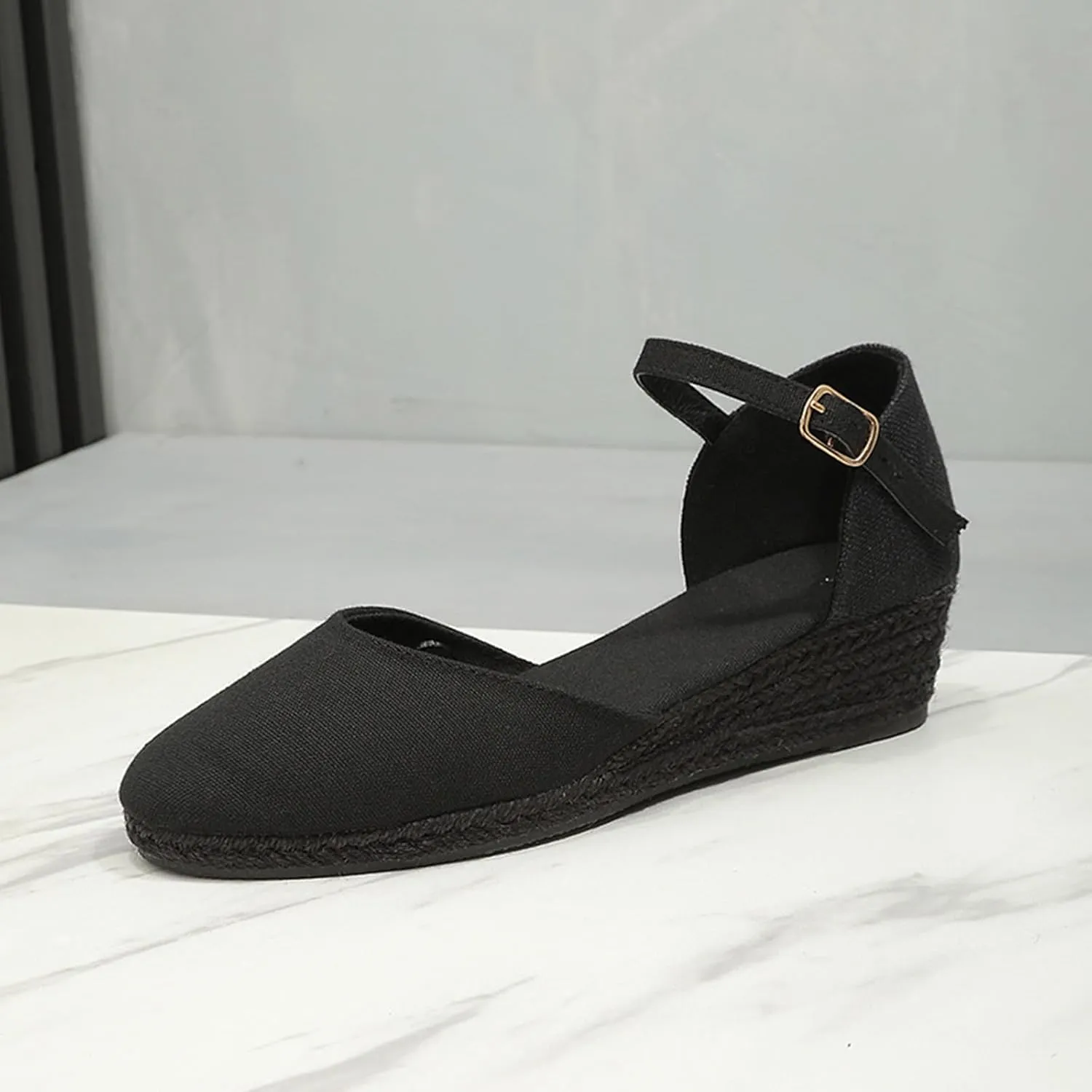 Closed Toe Espadrilles Wedges for Women Hoop and Loop Strap Dressy Summer Sandals 2025 Trendy Platform Slip On Wedges Comfortable Lightweight Walking Shoes Casual Breathable