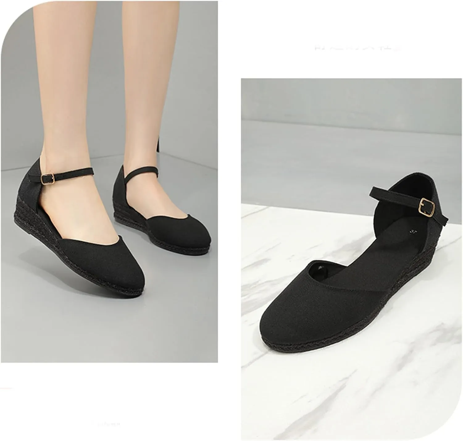 Closed Toe Espadrilles Wedges for Women Hoop and Loop Strap Dressy Summer Sandals 2025 Trendy Platform Slip On Wedges Comfortable Lightweight Walking Shoes Casual Breathable