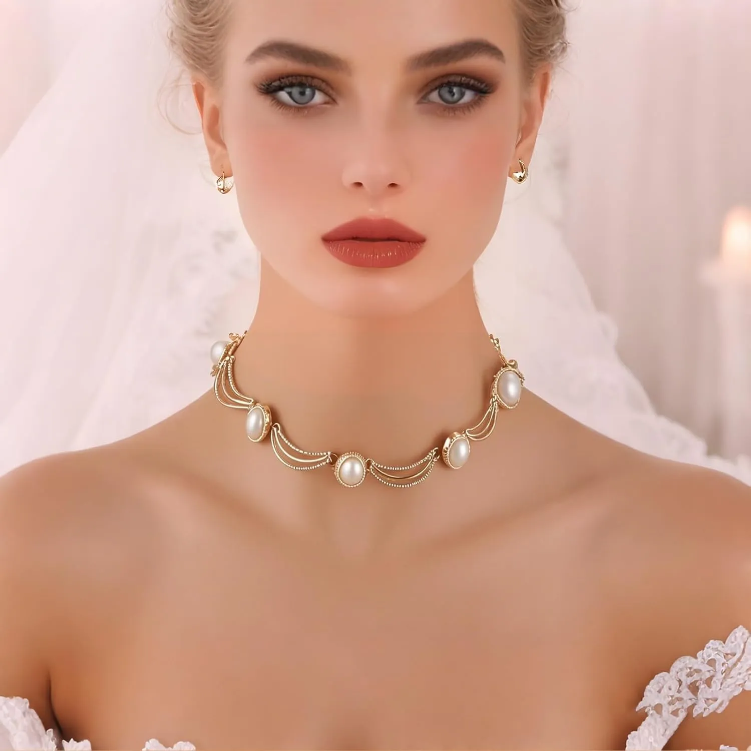 Colorful Crystal Necklaces for Women Boho Ellipse Rhinestone Stone Statement Necklace Wedding Bridesmaid Choker Necklace Jewelry
