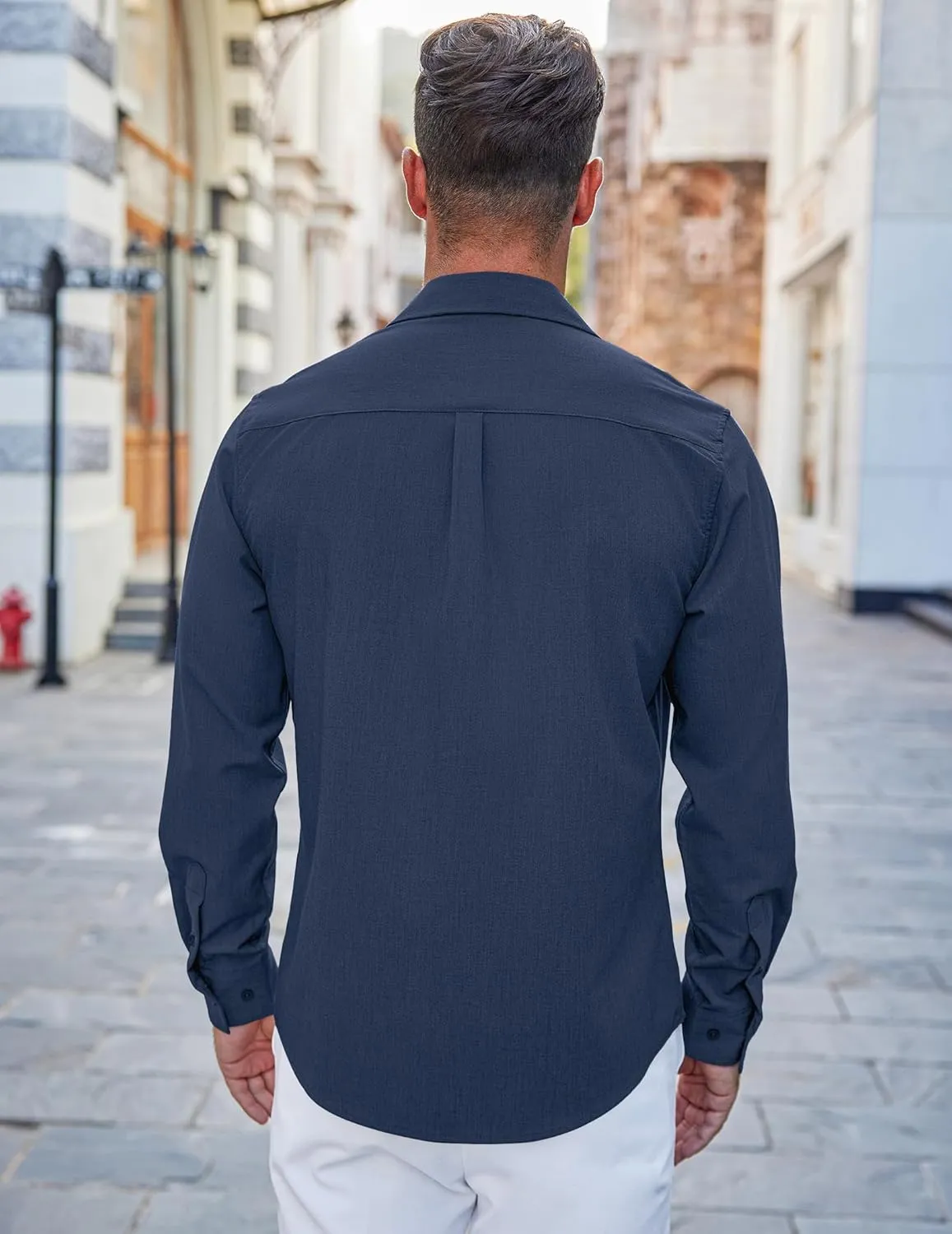 COOFANDY Men's Casual Button Down Shirts Long Sleeve Untucked Shirts Regular Fit Linen Shirt