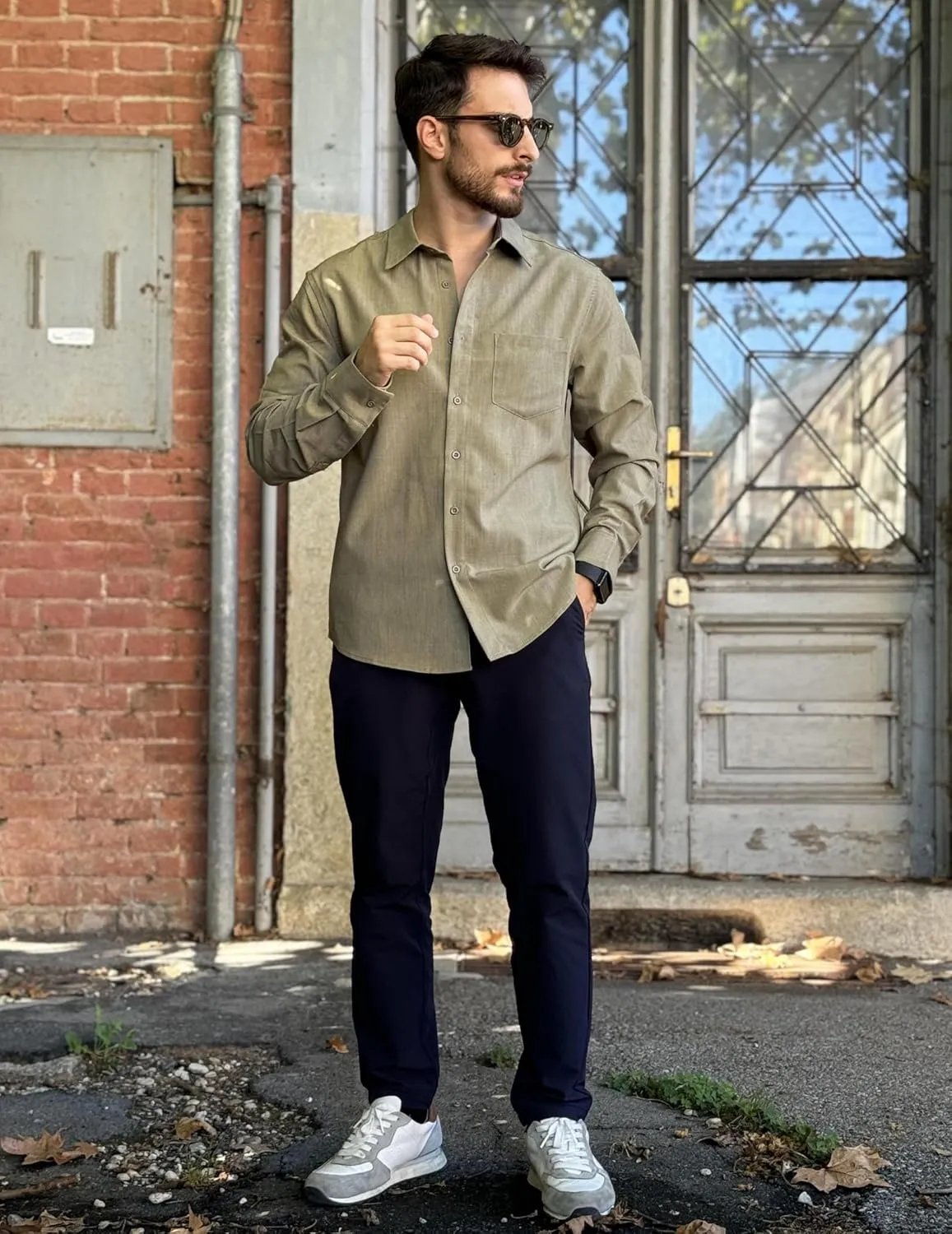 COOFANDY Men's Casual Button Down Shirts Long Sleeve Untucked Shirts Regular Fit Linen Shirt
