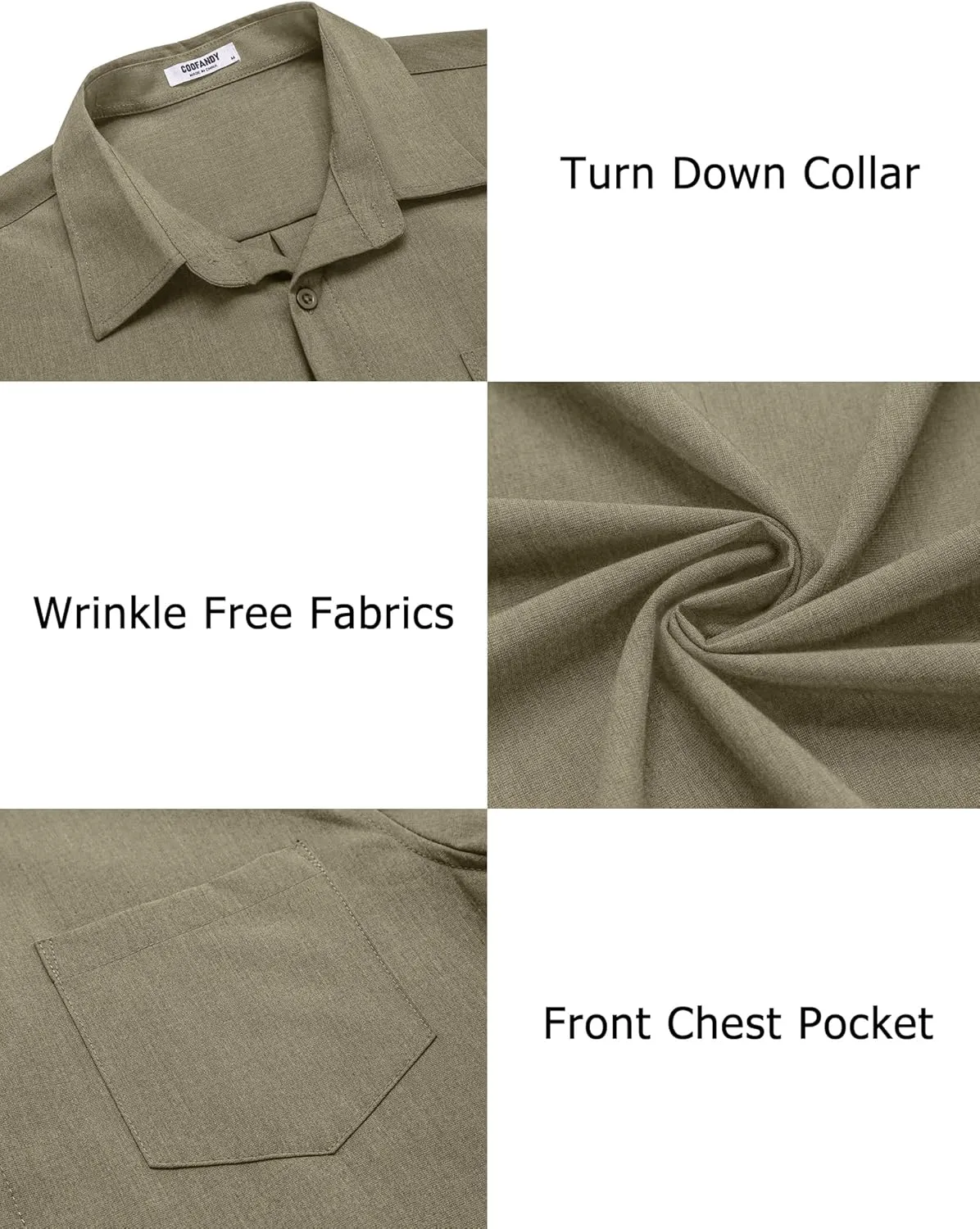 COOFANDY Men's Casual Button Down Shirts Long Sleeve Untucked Shirts Regular Fit Linen Shirt