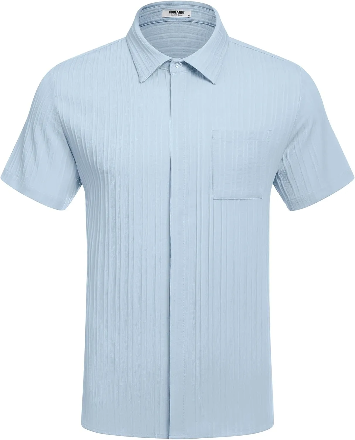 COOFANDY Mens Casual Shirts Short Sleeve Button Down Shirts Fashion Textured Summer Beach Shirt