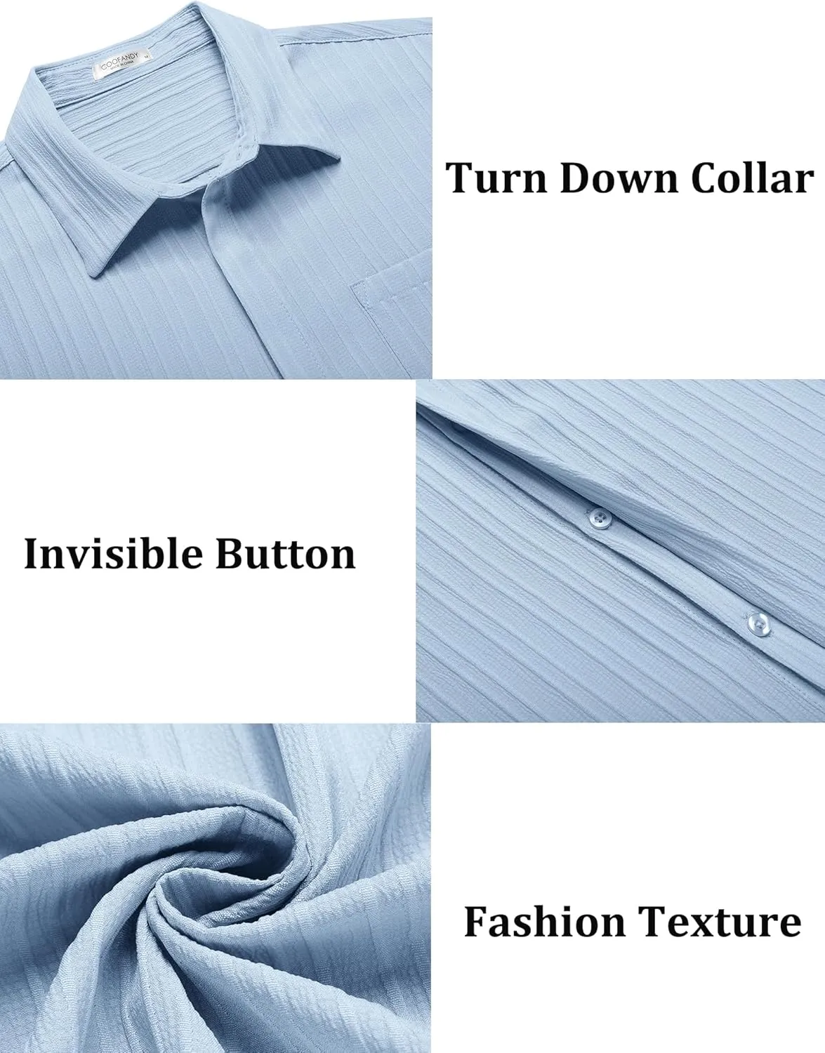 COOFANDY Mens Casual Shirts Short Sleeve Button Down Shirts Fashion Textured Summer Beach Shirt