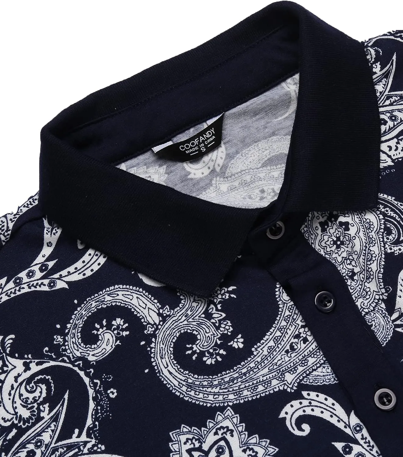 COOFANDY Mens Casual Short Sleeve Polo Shirts Slim Fit Paisley Polo T Shirts Floral Print Shirt