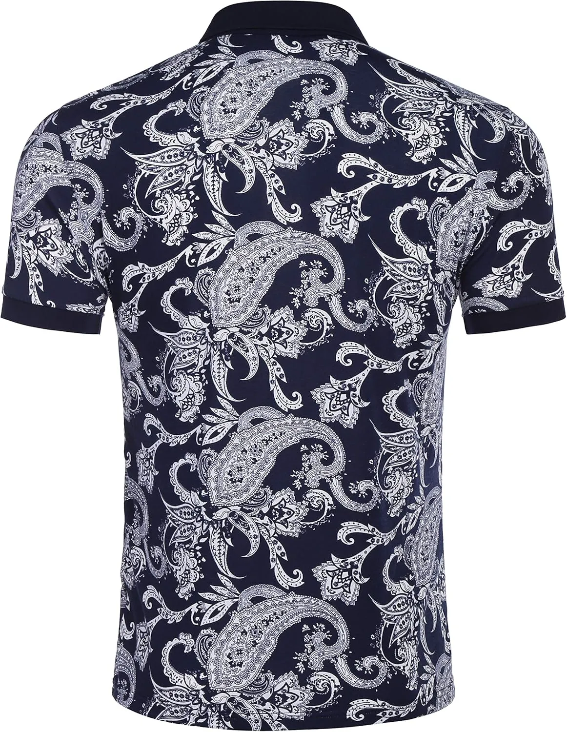 COOFANDY Mens Casual Short Sleeve Polo Shirts Slim Fit Paisley Polo T Shirts Floral Print Shirt
