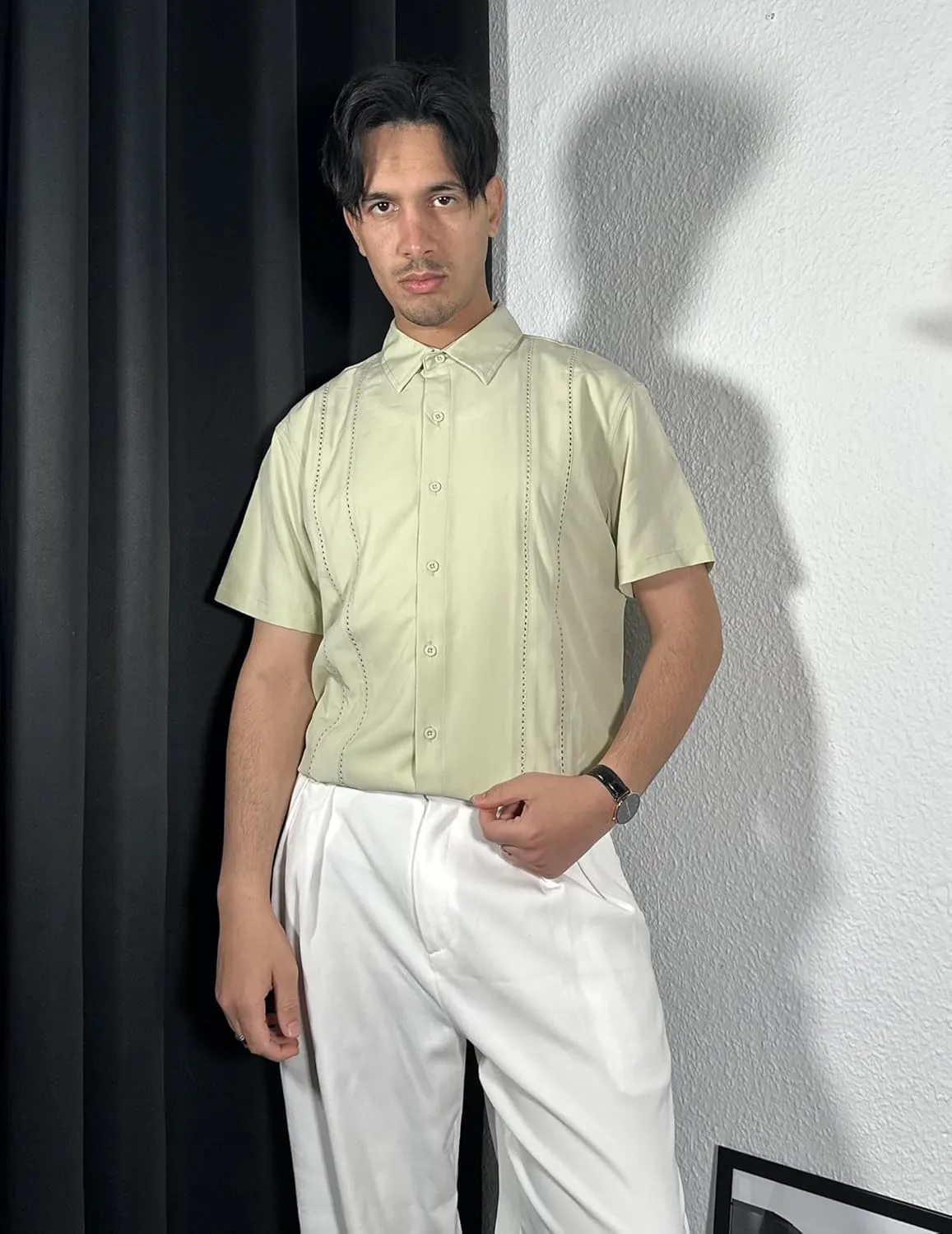 COOFANDY Mens Cuban Guayabera Shirt Short Sleeve Button Down Shirts Summer Beach Vacation Shirts