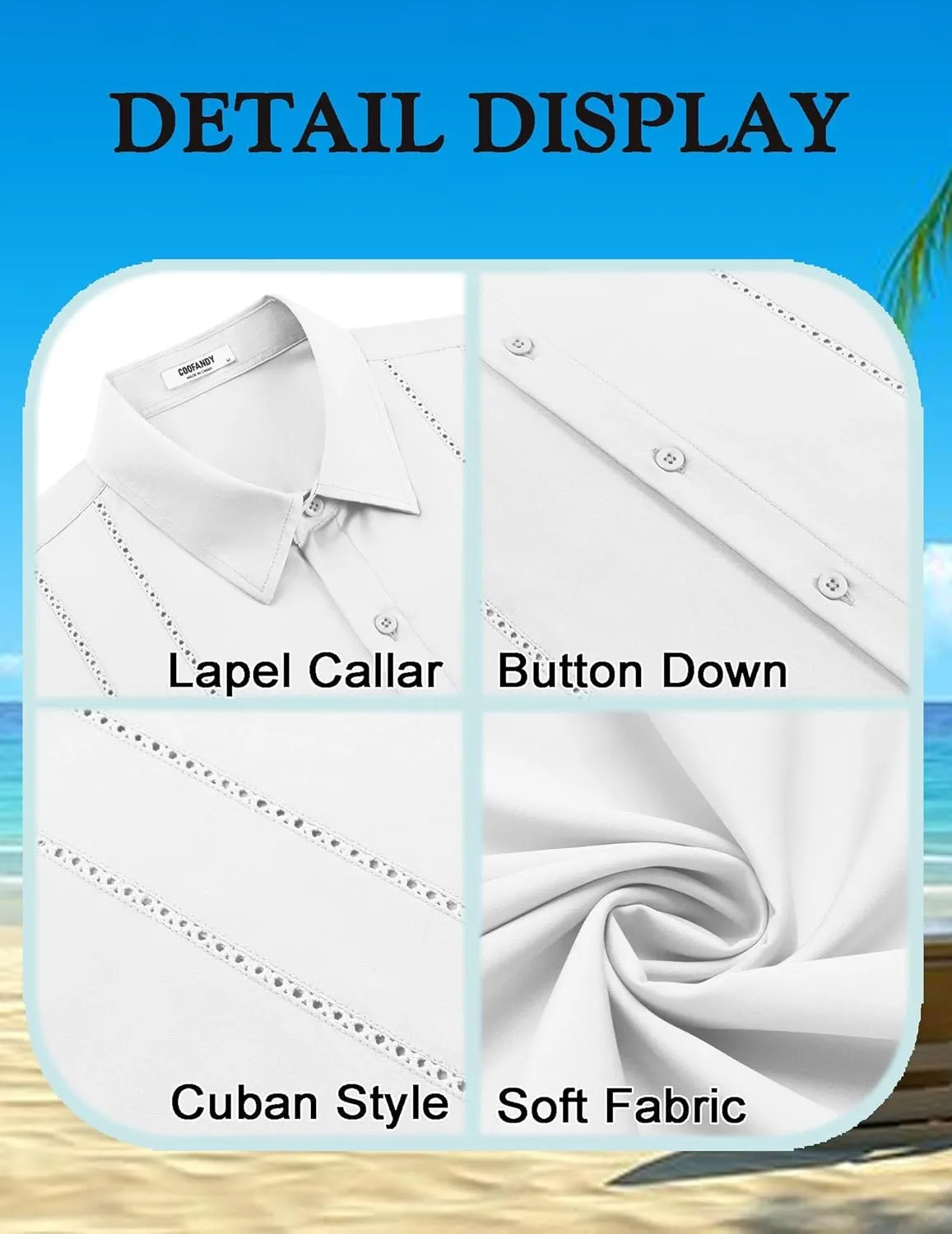 COOFANDY Mens Cuban Guayabera Shirt Short Sleeve Button Down Shirts Summer Beach Vacation Shirts