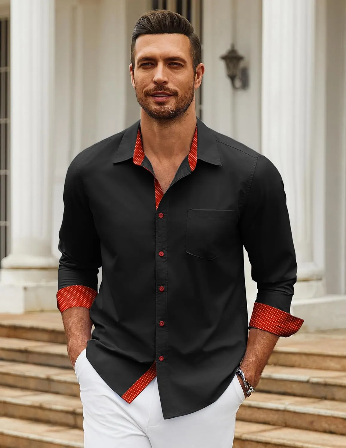 COOFANDY Men's Long Sleeve Button Down Dress Shirts Business Casual Wrinkle Free Untucked Shirts