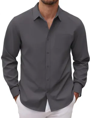 COOFANDY Men's Long Sleeve Button Down Dress Shirts Casual Business Casual Shirt Wrinkle Free Untucked Shirts