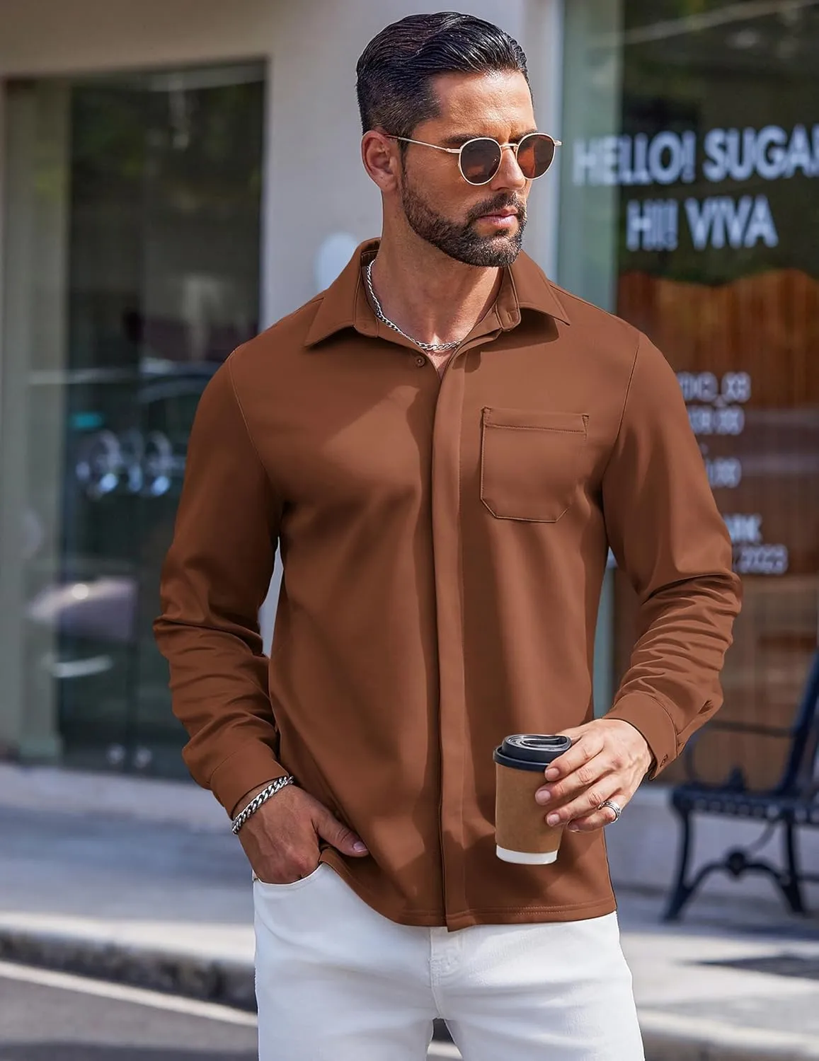 COOFANDY Men's Long Sleeve Wrinkle Free Shirts Casual Button Down Shirts Untucked Dress Shirt