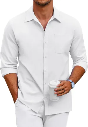 COOFANDY Men's Oxford Shirt Long Sleeve Casual Button Down Shirts Regular Fit Dress Shirts