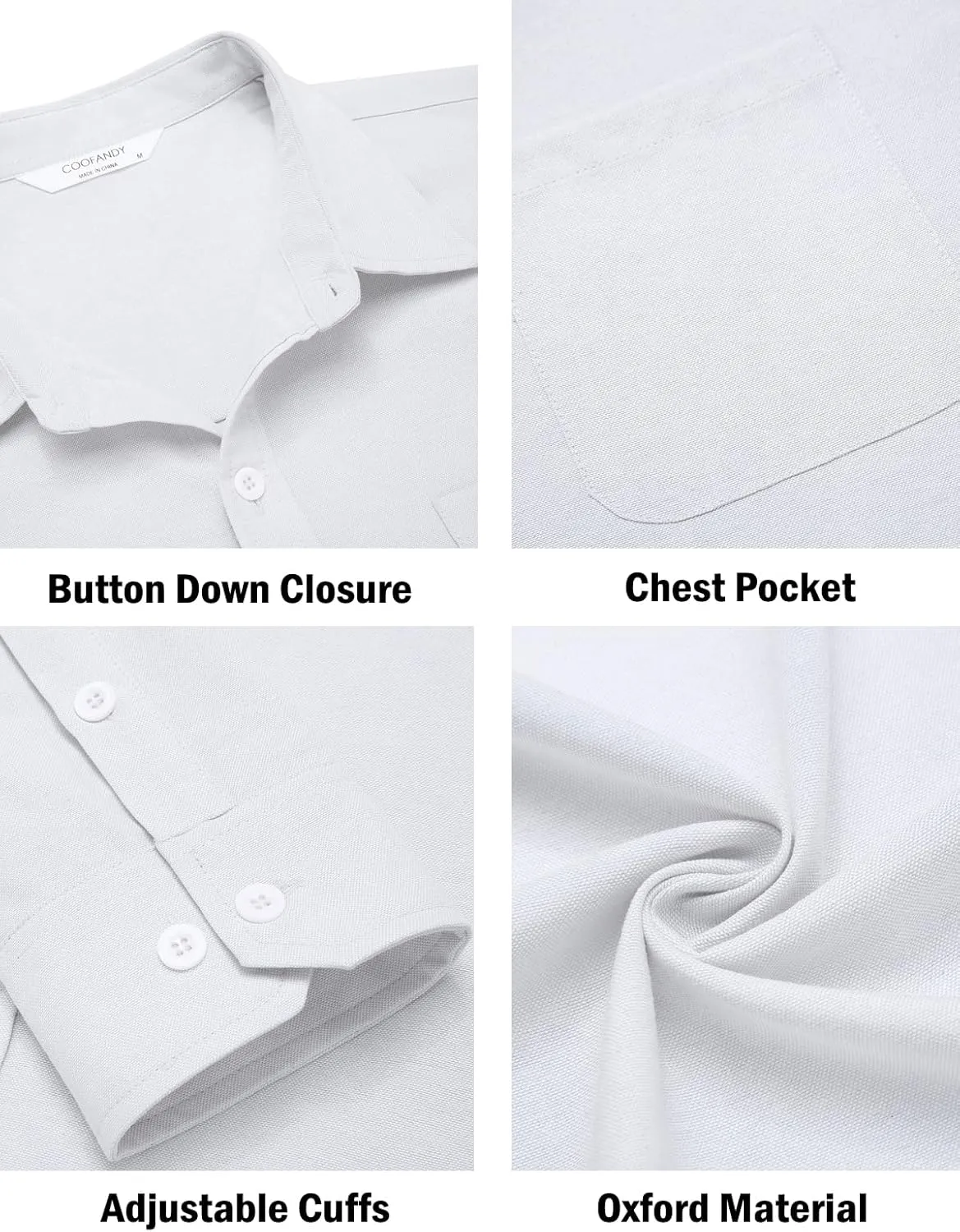 COOFANDY Men's Oxford Shirt Long Sleeve Casual Button Down Shirts Regular Fit Dress Shirts