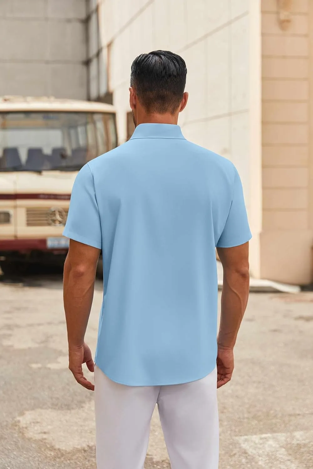 COOFANDY Mens Short Sleeve Button Down Shirts Casual Dress Shirt Untucked Shirts with Pocket