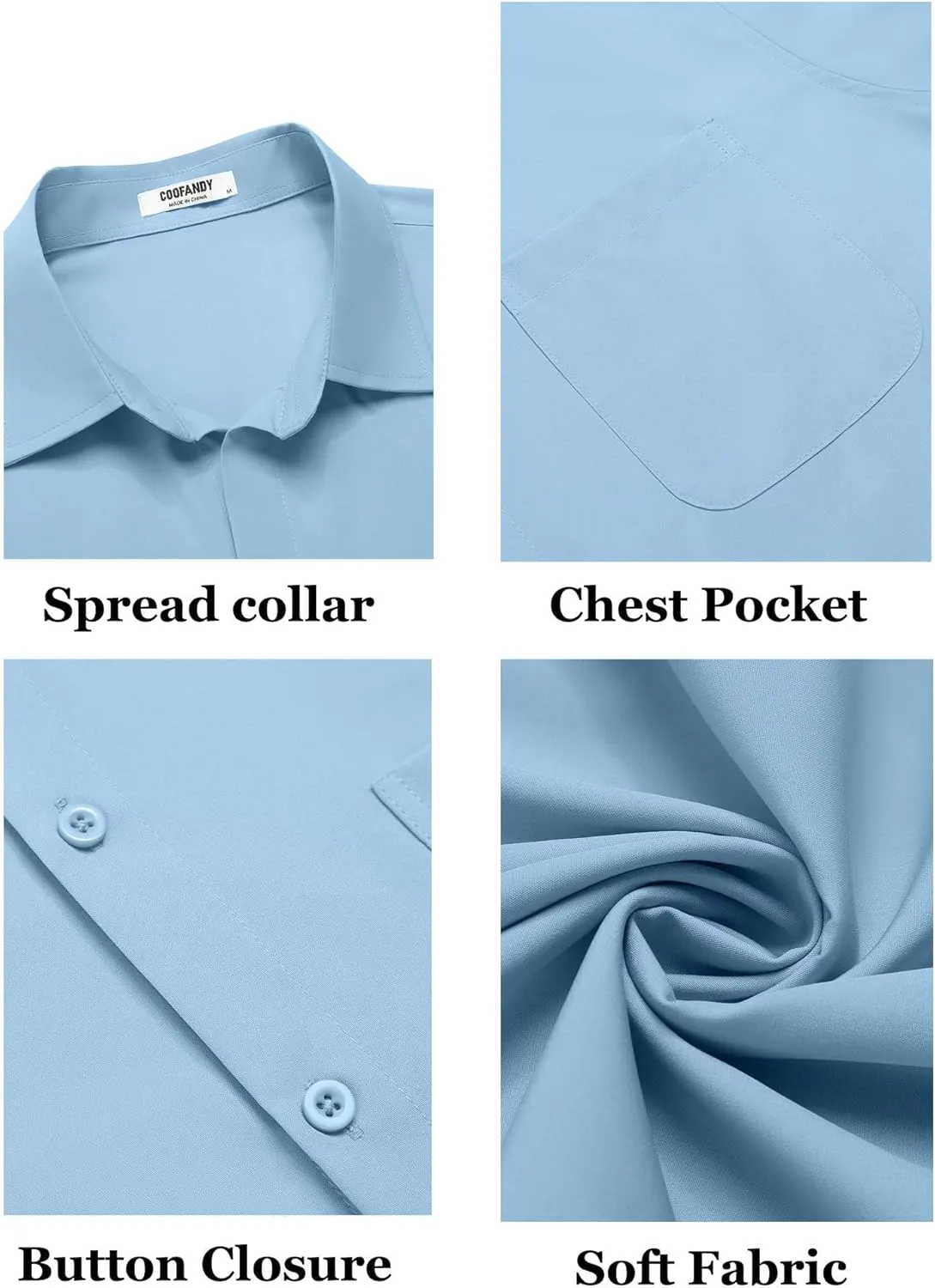 COOFANDY Mens Short Sleeve Button Down Shirts Casual Dress Shirt Untucked Shirts with Pocket