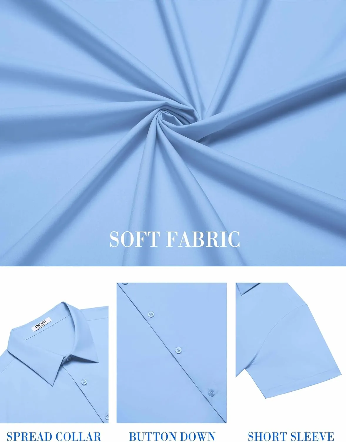 COOFANDY Mens Short Sleeve Dress Shirts Wrinkle Free Casual Button Down Shirts Summer Untucked Dress Shirt