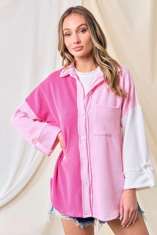 Cool Without Trying Color Block Shacket