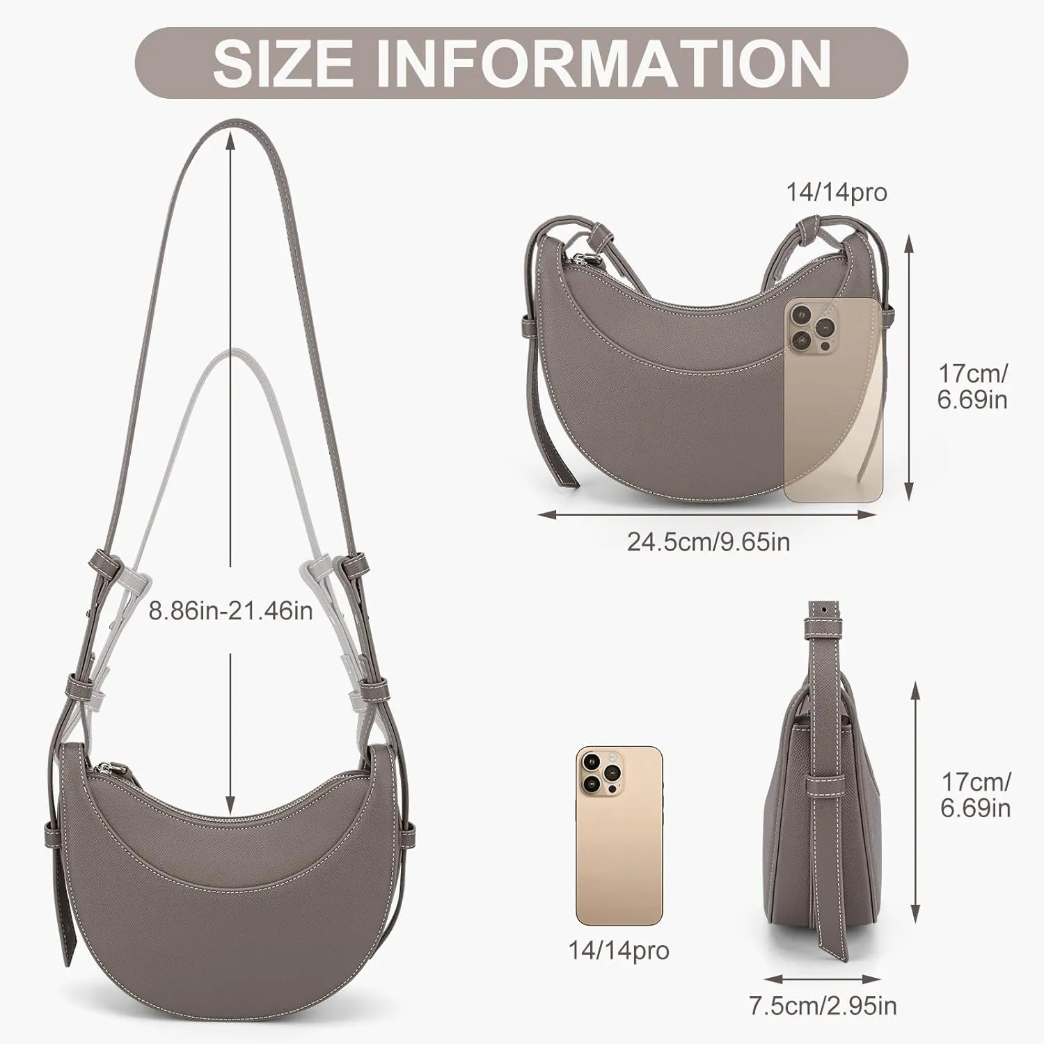 Crescent Bag Saddle Shoulder Purse for Women Trendy Hobo Handbag Crossbody Bag Dumpling