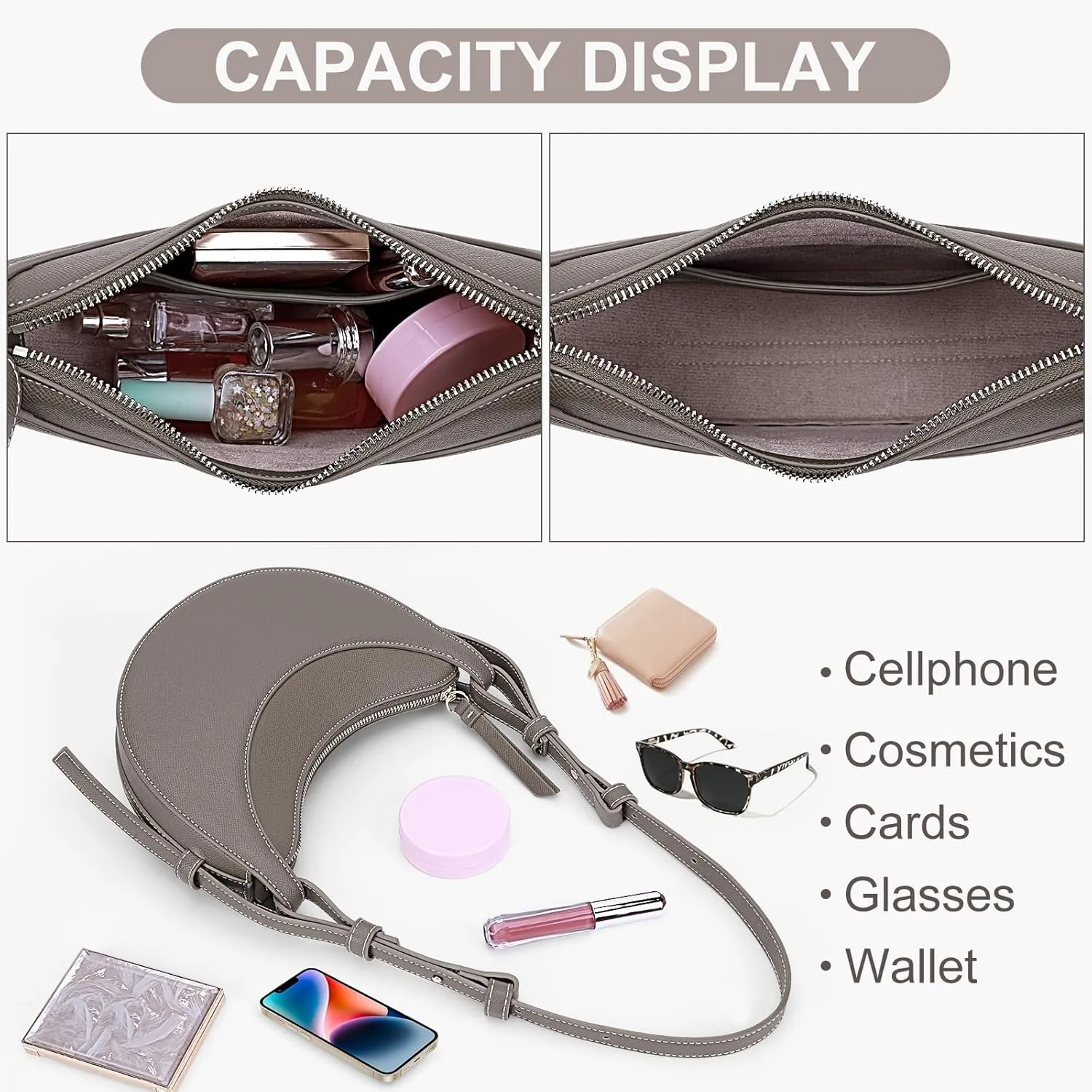 Crescent Bag Saddle Shoulder Purse for Women Trendy Hobo Handbag Crossbody Bag Dumpling