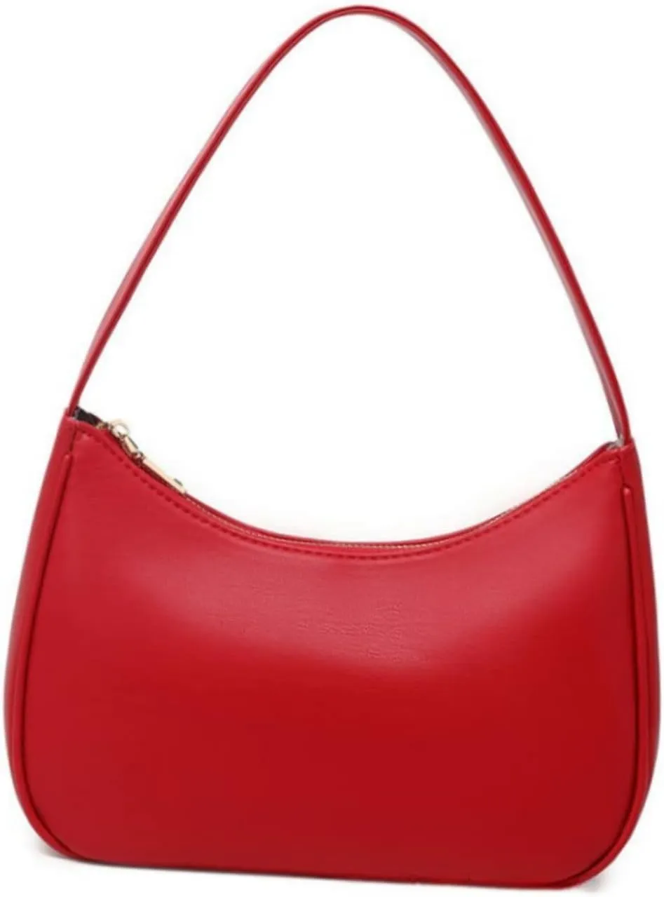 Crescent Shoulder Bags for Women, Small Hobo Tote Handbag Mini Underarm Bag Cute Clutch Purse with Zipper Closure