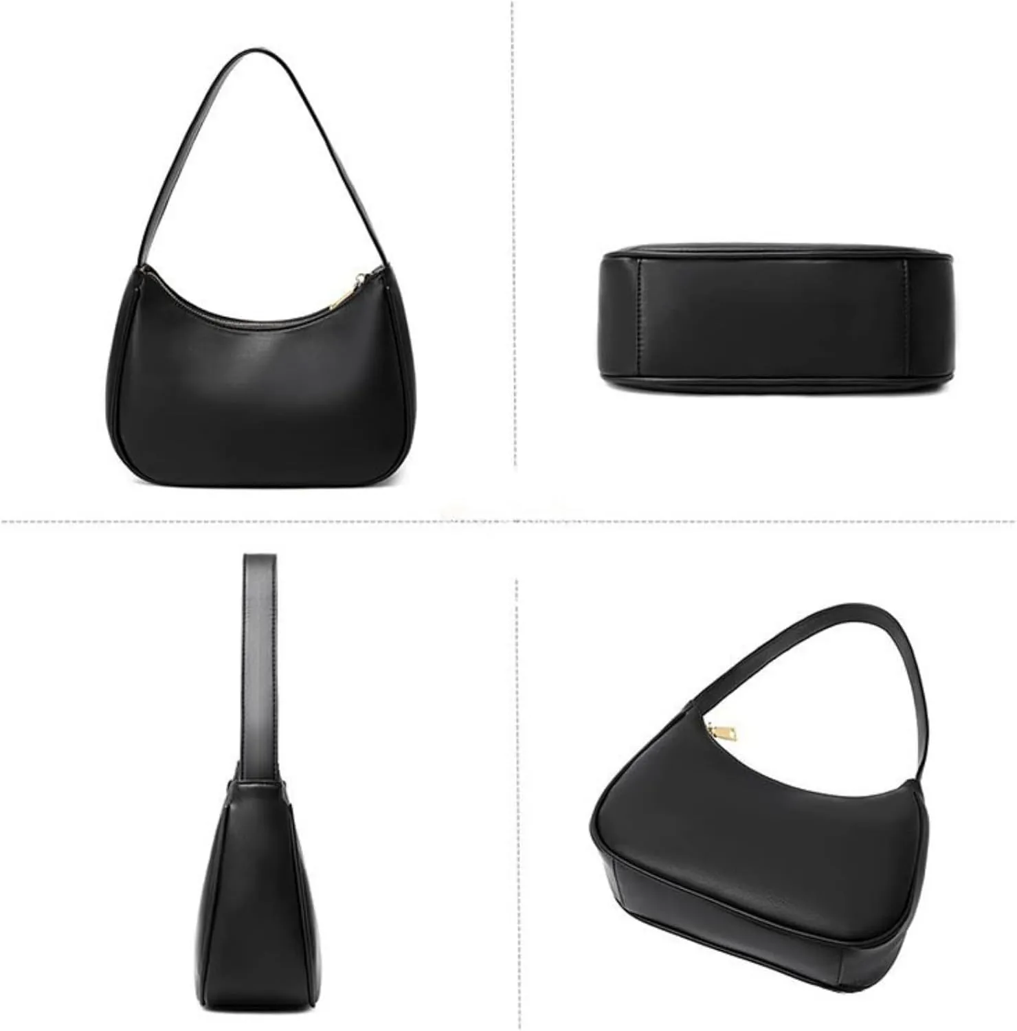 Crescent Shoulder Bags for Women, Small Hobo Tote Handbag Mini Underarm Bag Cute Clutch Purse with Zipper Closure