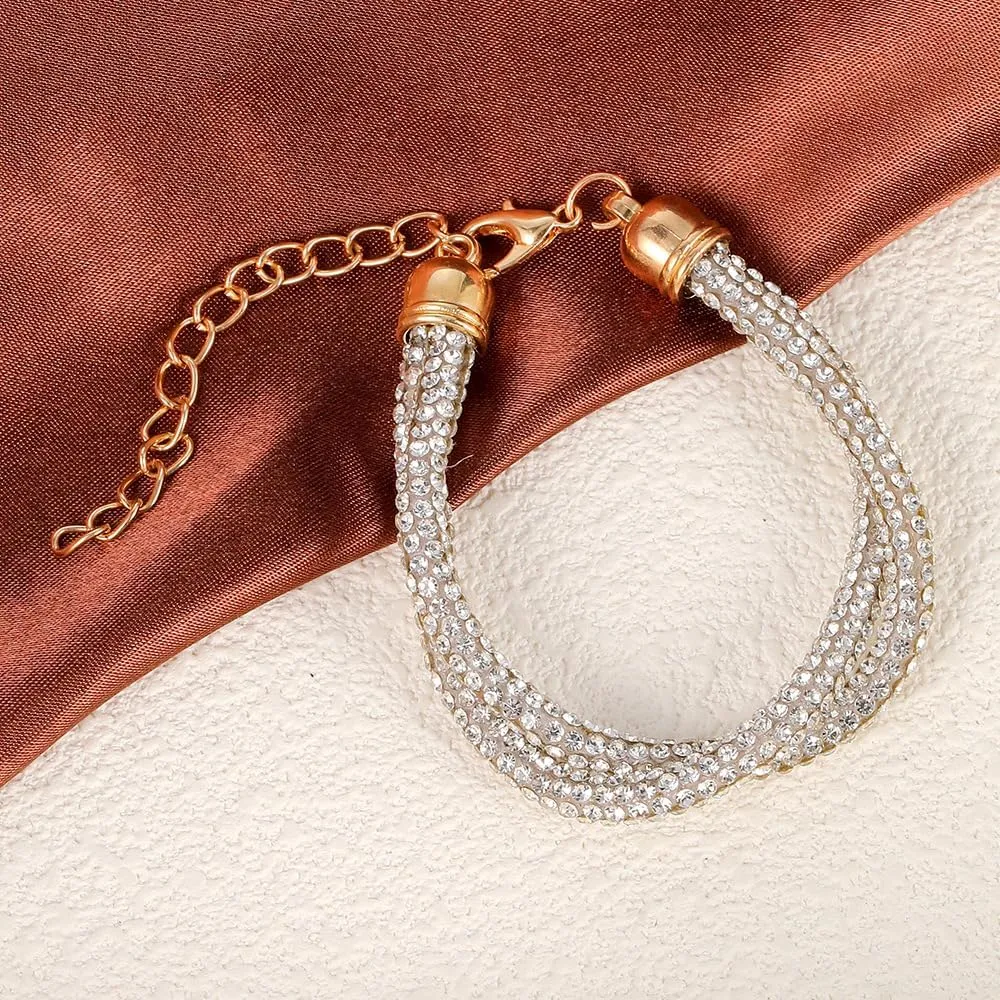 Crystal Bracelets for Women Chunky Bangle Adjustable Tennis Bracelets Boho Jewelry